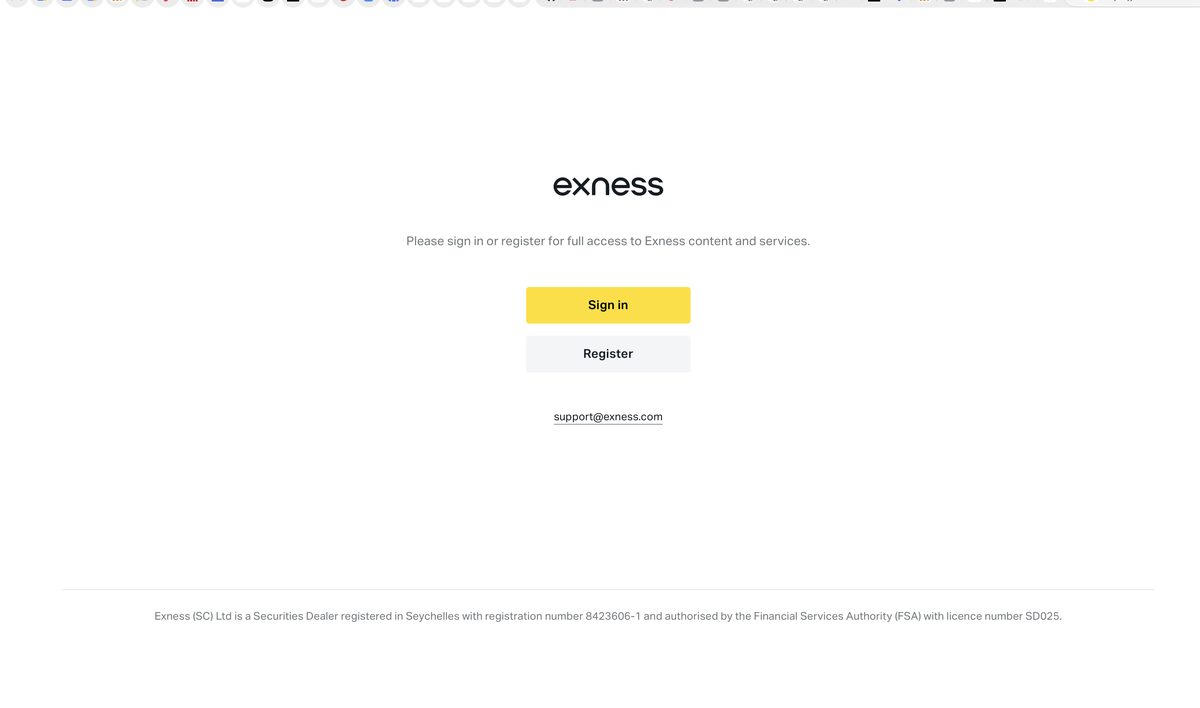 Exness 公式サイトのトップページ